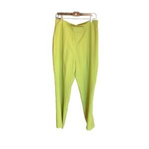 Crossing Pointe Silk Pants 18 Lime Slits Quiet Luxury Beachy
